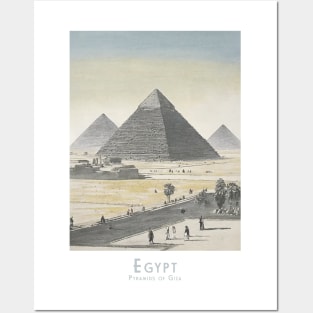 Vintage Majestic Giza Pyramids Egypt Posters and Art